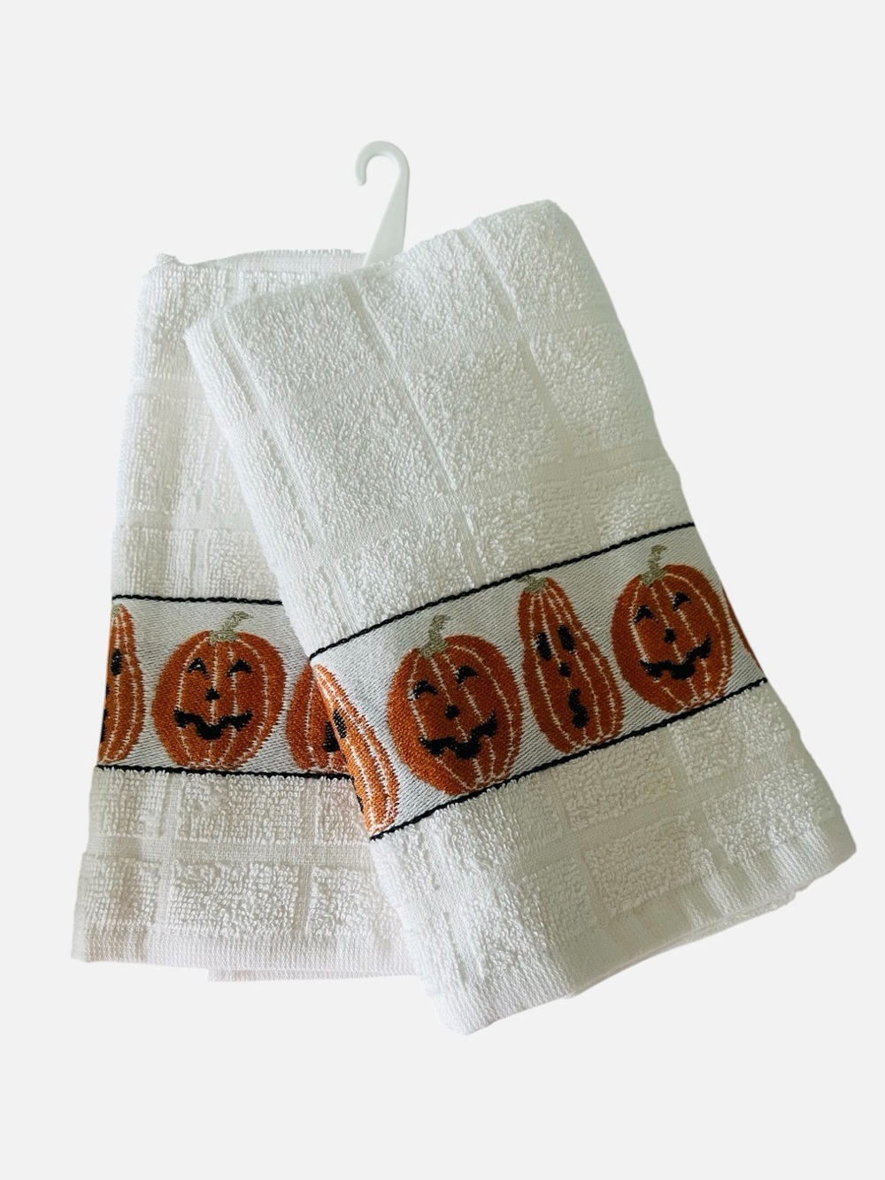 Jack-O-Lantern Turkish 100% Cotton Waffle Kitchen Towels - Set of 2